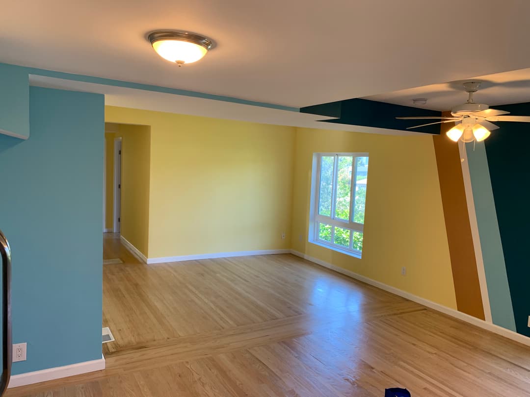 freshly painted yellow living in room  