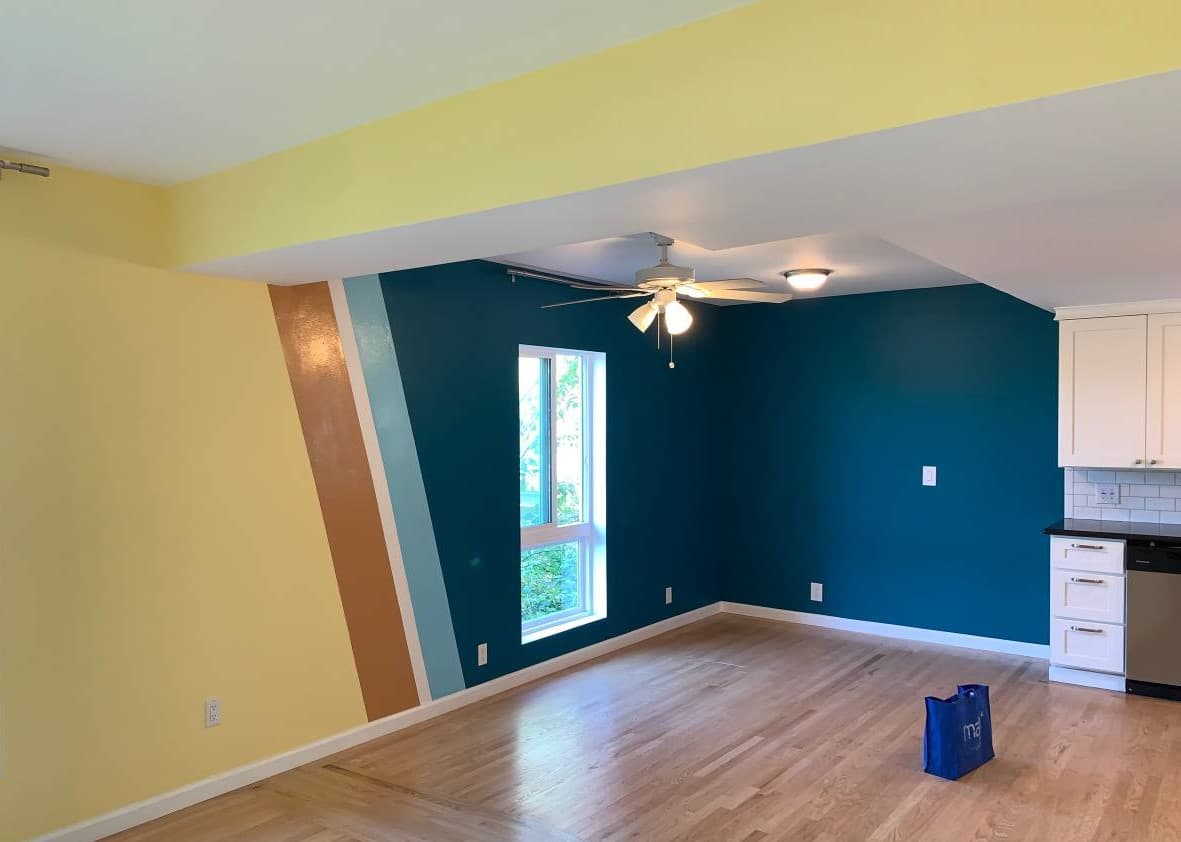 Freshly painted interior living room and dining room area